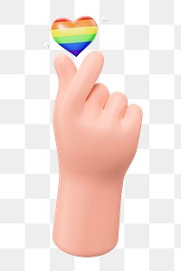 Pride month celebration png, 3D mini heart hand, transparent background