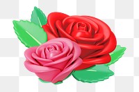 Colorful rose flowers png, 3D illustration, transparent background