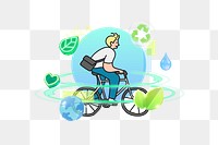 Man riding bicycle png, 3D environment remix, transparent background