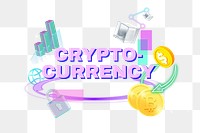 Cryptocurrency png word, finance remix in neon design