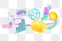 NFT cryptocurrency png, finance 3D remix, transparent background