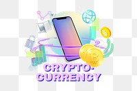 Cryptocurrency png word, finance remix in neon design