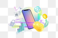 Cryptocurrency png, online trading, finance 3D remix, transparent background