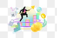 Cryptocurrency png business success, 3D finance remix, transparent background