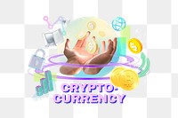 Cryptocurrency png word, finance remix in neon design