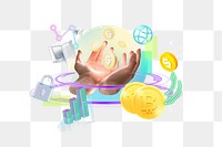 Cryptocurrency png, bitcoin, online trading, finance 3D remix, transparent background