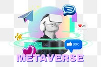 Metaverse png word, digital remix in neon design