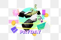 Payday png word, finance remix in neon design