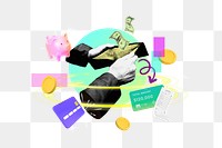 Hand holding wallet png, 3D finance remix, transparent background