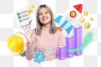 Young startup ideas png collage remix element, transparent background