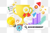 Achievement png word element, 3d remix, transparent background