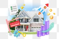 Home mortgage png collage remix element, transparent background