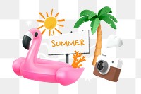 Summer vacation png word element, 3D collage remix, transparent background