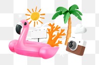 Tropical summer png, 3D collage remix, transparent background