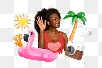 Hot girl summer png, 3D collage remix, transparent background