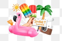 Sweet summer png word element, 3D collage remix, transparent background