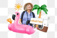 Summer vacation png word element, 3D collage remix, transparent background