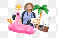 Local guide, summer png word element, 3D collage remix, transparent background