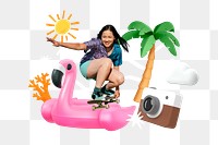 Summer hobbies png, 3D collage remix, transparent background