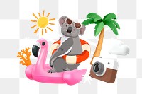 Summer hobbies png, 3D collage remix, transparent background