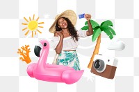 Summer shopping png, 3D collage remix, transparent background