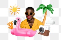 Summer vacation png, 3D collage remix, transparent background