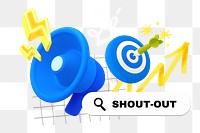 Shout-out png word element, 3d remix, transparent background