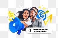 Influencer marketing png word element, 3d remix, transparent background