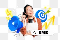 SME, business png word element, 3d remix, transparent background