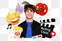 Acting class png word element, 3d remix, transparent background