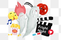 Fright night, movie png word element, 3d remix, transparent background