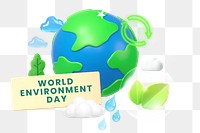 World environment day png word element, 3d remix, transparent background
