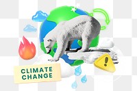 Climate change png word element, 3d remix, transparent background