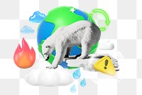 3D global warming png collage remix element, transparent background