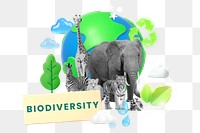 Biodiversity, environment png word element, 3d remix, transparent background