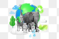 Animal habitat png collage remix element, transparent background