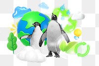 Penguin habitat png collage remix element, transparent background