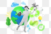 Save the earth png collage remix element, transparent background