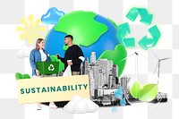 Sustainability png word element, 3d remix, transparent background