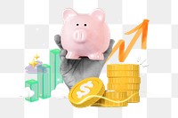 Money savings, 3D png collage remix element, transparent background