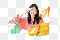 Women's finance png collage remix element, transparent background