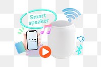 Smart speaker png collage remix, transparent background