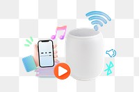 Smart speaker png collage remix, transparent background