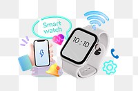 Smartwatch png collage remix, transparent background