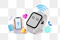 Smartwatch technology png collage remix, transparent background