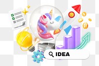 Idea png word element, 3d remix, transparent background