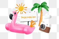 Summer destination png word element, 3D collage remix, transparent background