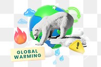 Global warming png word element, 3d remix, transparent background