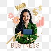 Business woman png collage element, transparent background