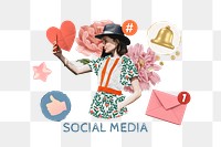 Social media png collage element remix, transparent background